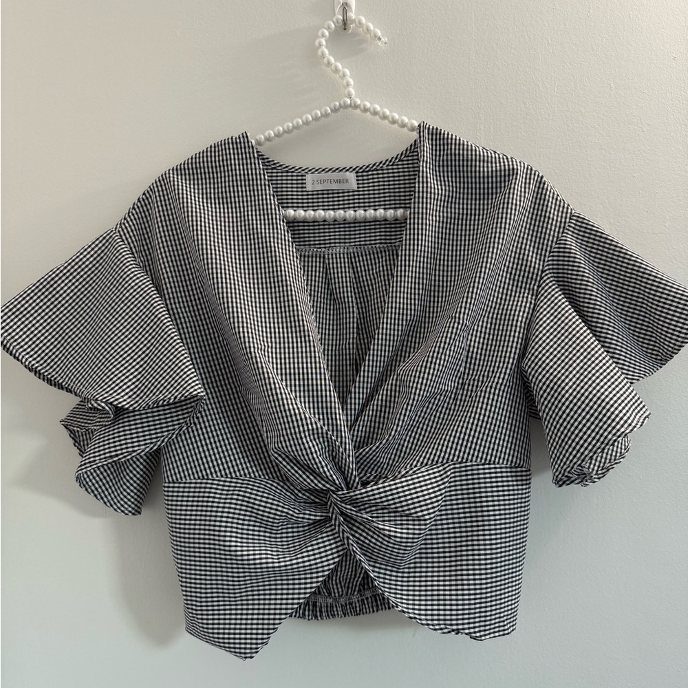 Black and White Checkered Blouse